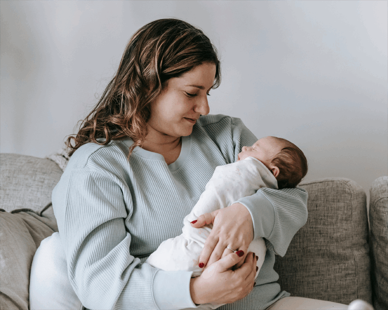 Amanda a first time mom and her newborn Carter